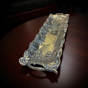 Arthur Court Grape Vine Bread Tray Vintage Aluminum Serveware Long Oblong 18”